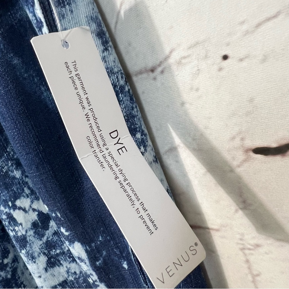 NWT Venus Blue Tie Dye Wash Wide Leg Flare Pants Pull-on  Large Long Boho Lagenl - Picture 9 of 11